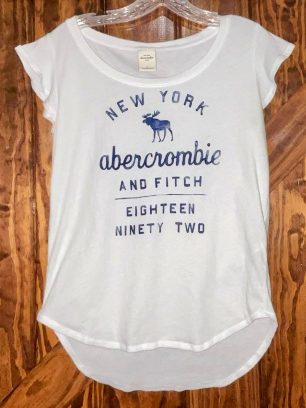 Abercrombie & Fitch White Tee with Blue Logo
